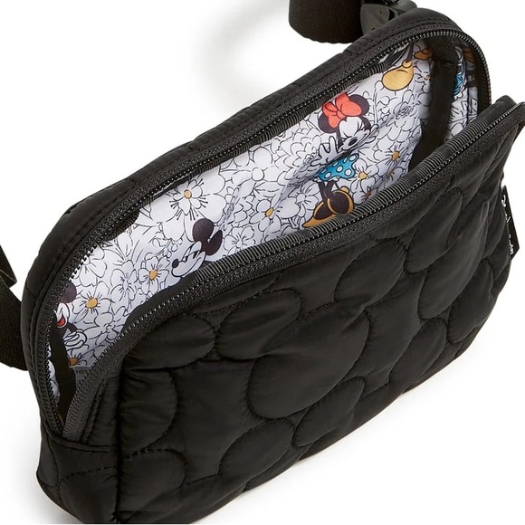 New Vera Bradley Disney Mini Belt Bag Black Featherweight Quilted Mickey Ears - Picture 4 of 15